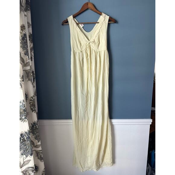 Vintage lemon chiffon long slip nightgown - Picture 1 of 3